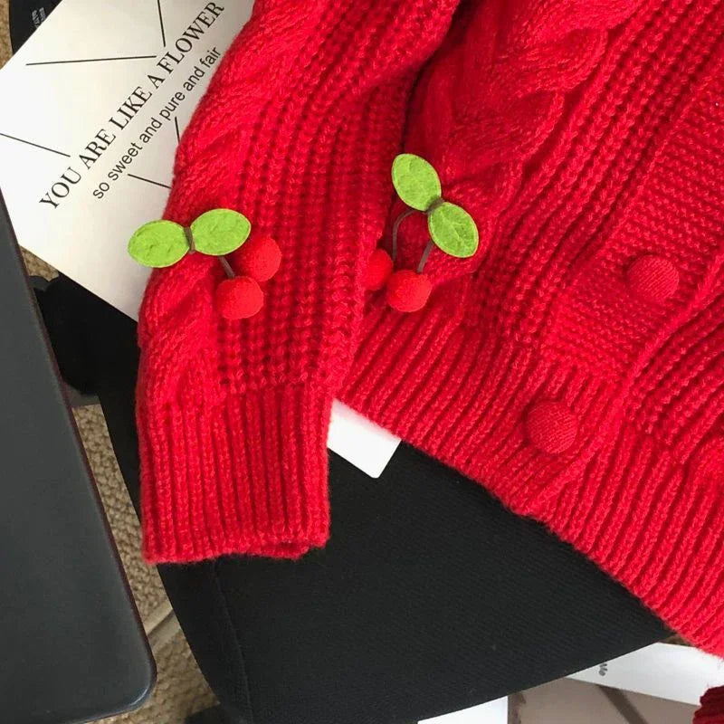 Cardigan, design de mode, haut féminin, décontracté et élégant, 3D cerises