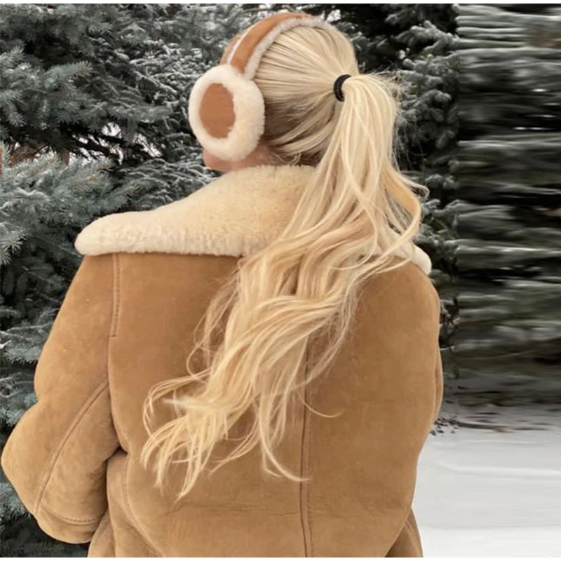 Winter Camel Plush Earmuffs Fashion Plush Padded Earmuffs Warm And Soft Suede Earmuffs Outdoor Cold Protection Maillard Earmuffs