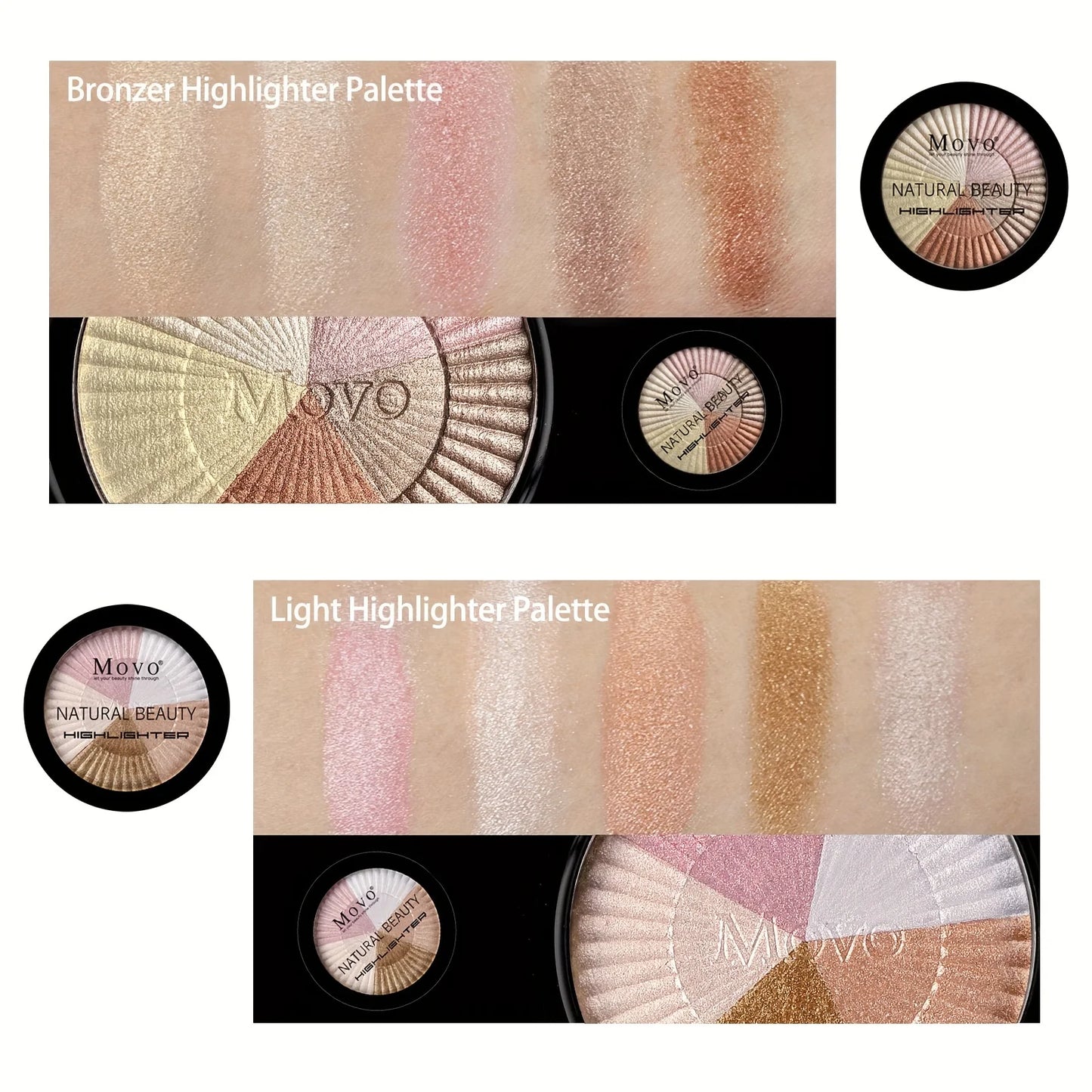 Palette de maquillage en poudre, surligneur scintillant, haute pigmentation, illuminateur pour le visage, cadeau idéal, 5 couleurs